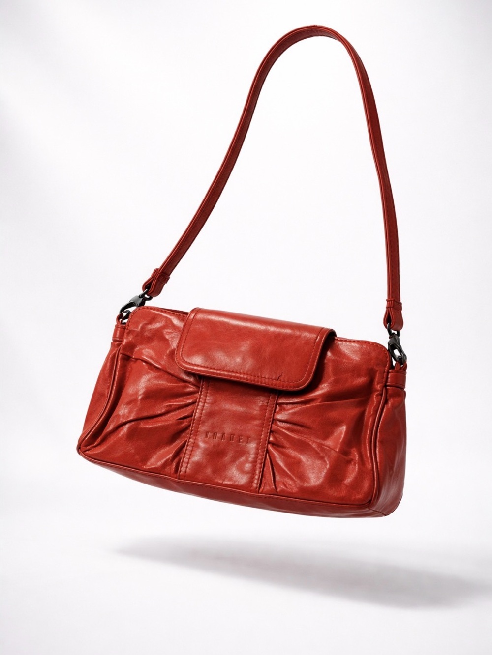 Vintage Red leather Janel Satchel with Glossy Finish and Adjustable Strap - Picture 4 of 8